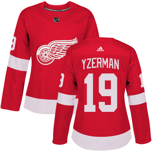 Adidas Detroit Red Wings 19 Steve Yzerman Red Home Authentic Women Stitched NHL Jersey